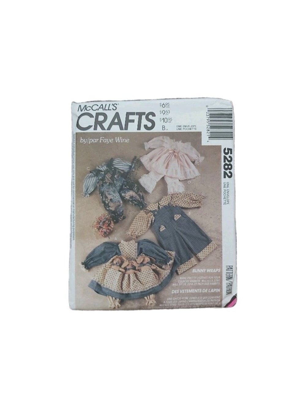 Vtg 1991 McCalls 5282 Bunny Wraps Doll Clothes Sewing Pattern UNCUT